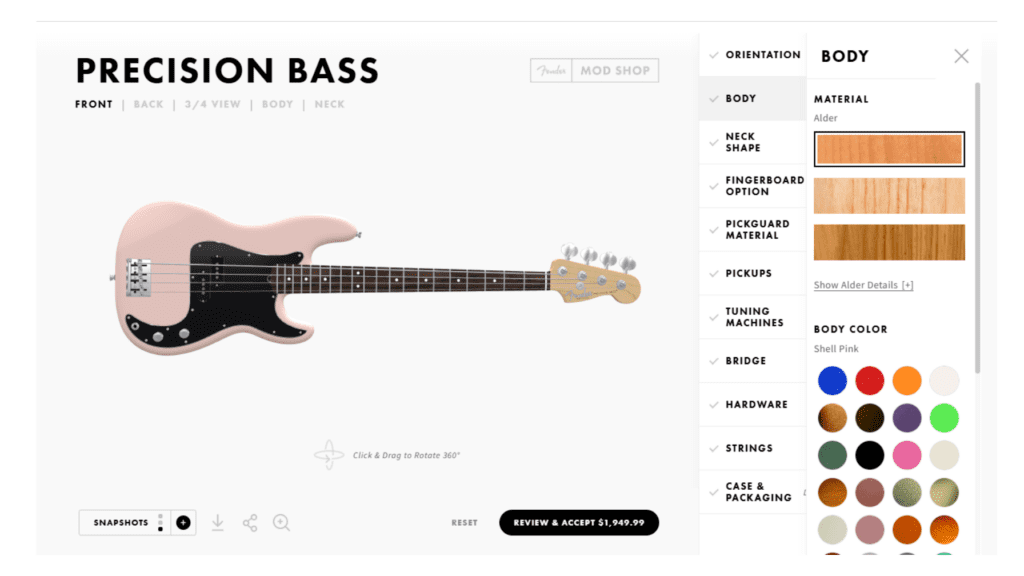 Fender: Interactive Guitar Configurator