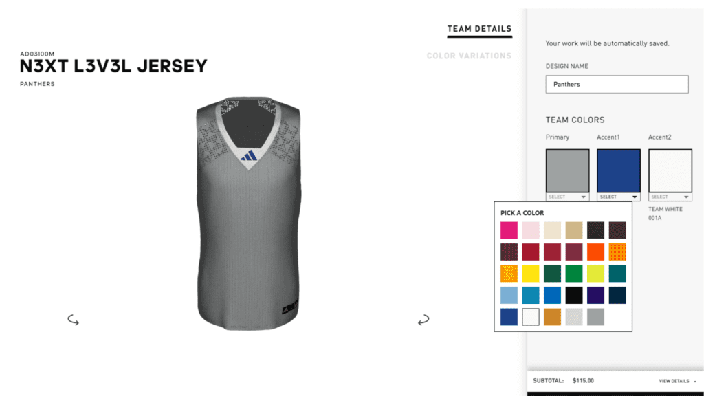 Adidas: Custom Uniforms Product Configurator​